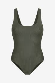Swimsuit Women – Army Green Ribbed Swimsuit with Low Back | Bread & Boxers  - Bread & Boxers
