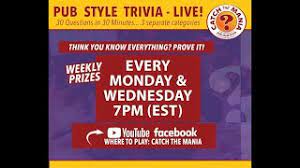 Oct 25, 2021 · a round of bar trivia is something every member of your crew can enjoy. Catch The Mania 30 In 30 Trivia Pub Quiz At Home 30 Trivia Questions In 30 Minutes Youtube