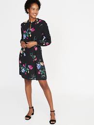 Waist Defined Ruffle Trim Dress For Women Old Navy Long Sleeve Navy Dress Womens Dresses Ruffle Trim Dress