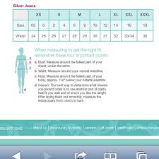 silver jeans size chart