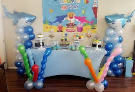 Baby Shark Doo Doo Doo Dessert Table And Decor Svjonespartyplanning Birthday Party Themes Party Planner Birthday Parties
