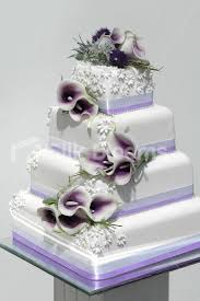 Purple Floral Cake Toppers For Weddings Four Piece Purple Vermeer Lily Thistle Wedding Purple Wedding Cakes Floral Wedding Cakes Floral Cake Topper