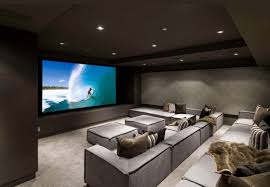 Grey Media Room Home Theater Home Theater Seating Small Home Theaters Home Theater Setup