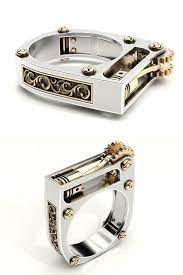 Mechanical Piston Ring Gold Jewelry Sets Rings For Men Kinetic Jewelry