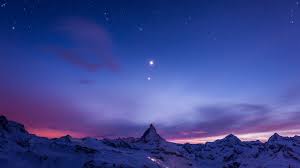 Download Wallpaper 1366x768 Night Mountains Snow Sky Stars Tablet Laptop Hd Background