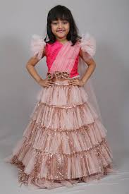 Pink plain net kids frocks. Pink Embroidered Art Silk Kids Frocks