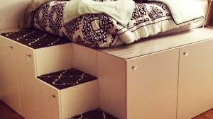 This pic actually shows a longer storage platform that i created out of 2 ikea bookshelves but the idea is pretty much the same. Ikea Hack Platform Bed Is The Mac Daddy For Storage Space