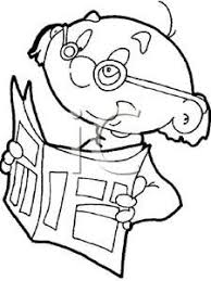 Black And White Children Reading Books Clip Art Clip Art Black And White Black And White Cartoon Of A Grandfather Reading A Newspaper Black And White Cartoon Clip Art Art