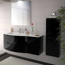 Floating vanity must be mounted to the wall with optional metal hairpin legs. 53 Inch Modern Floating Bathroom Vanity Black Glossy Finish With Left Sink Top