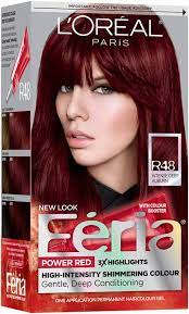 L Oreal Paris Feria Permanent Hair Color Intense Deep Auburn Red Velvet R48 Dark Red Hair Color Red Hair Makeup Boxed Hair Color