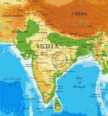 Indien, bhutan, bangladesh, nepal, geographical map straßenkarte: Physische Karte Von Indien Leinwandbilder Bilder Neu Delhi Kolkata Maharashtra Myloview De