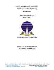 Kualitas produk atau jasa layanan yang baik akan memberikan kontribusi pada pengambilan keputusan pembelian maupun preferensi konsumen pada suatu merek (kotler, 2012). Soal Ujian Ut Akuntansi Ekma4216 Manajemen Pemasaran Pdf Soal Ujian Universitas Terbuka Fakultas Ekonomi Fekon Akuntansi Manajemen Pemasaran Ekma4216 Course Hero