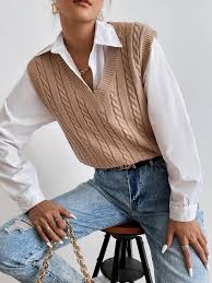 18in wooden stool with dipped legs $39.99 compare at $60 see similar styles. Cable Knit Sweater Vest Without Blouse Shein Eur