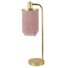 Decor Therapy Framboise 26 5 Gold Table Lamp With Fringe Lamp Shade Tl20335 The Home Depot Decor Therapy Gold Table Lamp Gold Leaf Decor