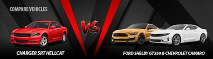Ford mustang, chevrolet camaro ss, dodge chellenger hellcat compared with each other in the case of. 2019 Dodge Charger Srt Hellcat Vs Chevrolet Camaro Ford Shelby Gt350 Williamson Chrysler