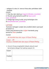 Andi is playing football and budi is reading a book. Subjek Predikat Worksheet