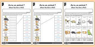 This is a printable activity to reinforce the lesson and. French Activity Worksheet As Tu Un Animal