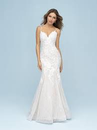 Allure Bridal Gown Lace Appliques Create A Slim Drop Waist On This A Line Tulle Gown Allurebridal W Allure Bridal Allure Bridal Gowns Allure Wedding Dresses