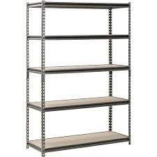 Allows access to storage boxes from front or back; Muscle Rack Silver Vein 48 W X 18 D X 72 H 5 Tier Steel Shelving Unit Walmart Com Steel Shelving Steel Shelving Unit Shelving