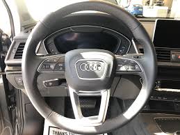 Straight View Of The Steering Wheel Of The 2018 Audi Q5 With Black Interior Vehicle Available At Audi Of Bridgewater Nj Used Luxury Cars Audi Audi Dealership