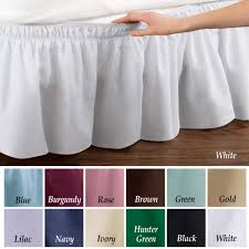 Pinning a bed skirt to a mattress is one method of keeping your bed looking stylish, but you may not want the pinholes. Wrap Around Bed Skirt Easy Fit Elastic Dust Ruffle Queen King Burgundy Walmart Com Walmart Com