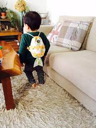 リトアニアリネンのベビーお魚リュック 巾着 グリーン 巾着 ベビーマグ ベビー 手作り