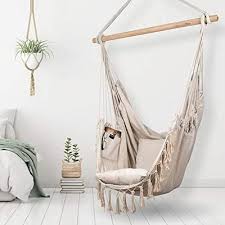 Komorebi Hammock Chair Hanging Rope Swing Seat For Indoor Outdoor Ivory In 2020 Hanging Hammock Chair Hammock Chair Hanging Chair