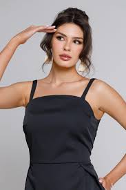 CLARE black dress with embroidery