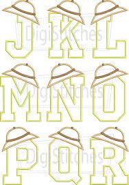 Safari Hat Applique Alphabet Safari Hat Embroidery Fonts Applique