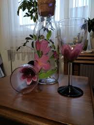 Cam Boyama Kadeh Ve Karaf Hand Painted Glass Wine Glasses Design By Esin Ozuak Vitray