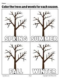 Giving them a good coloring sheet also keeps the kids busy while you need a few minutes for yourself. The 4 Seasons Printable Coloring Page Seasons Kindergarten Seasons Worksheets Seasons Activities