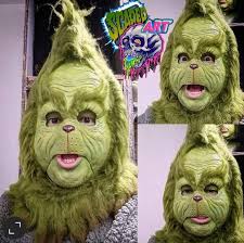 GRINCHYY'S green monster mask (latex mask) chinless mask includes acrylic  paint for the chin, movie, mask, christmas, grinchy, green monster