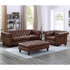 Available in italian leather, aniline leather, vintage brown and other leather options. Allington 3 Piece Top Grain Leather Set Sofa Chair Ottoman Brown