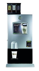 What are the features of the seaga compact combination vending machine with credit card reader? Coffee Vending Machine Coffee Ambassador San Diego