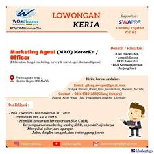 Maybe you would like to learn more about one of these? Lowongan Kerja Marketing Agent Pt Wom Finance Tbk