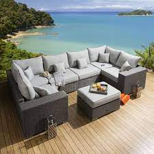 Rattan Outdoor Garden U Shape Corner Sofa Set Group Grey Silver U2 Garden Sofa Set U Shaped Corner Sofa Wicker Patio Furniture Set