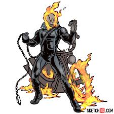How To Draw Ghost Rider With His Flaming Bike Step By Step Drawing Tutorials Ghost Rider Drawing Drawing Superheroes Ghost Rider Pictures