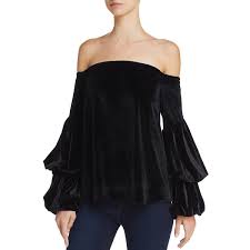 Petersyn Womens Black Velvet Off The Shoulder Ruffled Blouse Top Xs Bhfo 7796 819069028623 Ebay