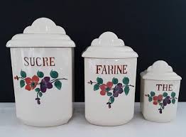 Lot De 3 Pots A Epices Faience De Sarreguemines Vintage Annees Etsy Spice Jars Decorative Jars Floral Decor