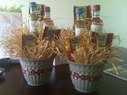Create Small Gift Baskets With Wine Chocolate For Your Bridal Shower Guests Bridal Shower Gift Baskets Bridal Shower Beach Theme Bridal Shower