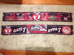 Gate 7 fans photo from neo faliro in athens. Hans Schals Scarves Ultras Echarpe Seidenschal Scarf Bufanda Sciarpa Gate 7 Olympiakos
