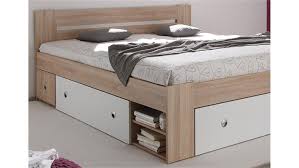 Charmant in den sockel integrierte schubladen machen das bett zudem zu einem liebling in punkto kompatibel mit 2 lattenrosten (90 x 200 cm) sowie (180 x 200 cm). Bettanlage Stefan Mit 2 Nachttischen Sonoma Weiss 180x200