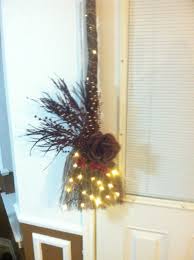Cinnamon Broom Led Lights Ribbon And Other Ad Ons From Hobby Lobby Made This As A Gift And Now I N Fall Halloween Decor Cinnamon Broom Halloween Decorations