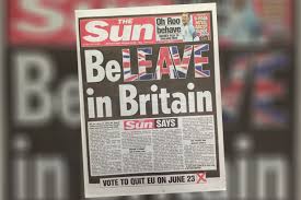 Read all the latest news, breaking stories, top headlines, opinion, pictures and videos about sun newspaper from nigeria and the world on today.ng. Be Leave Sun S Pro Brexit Front Page Is Opening Statement Says Paper S Pr Man Pr Week