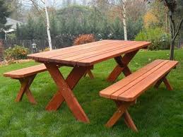 Classic Redwood Picnic Table Set Gold Hill Redwood Products Picnic Table Build A Picnic Table Picnic Table Plans