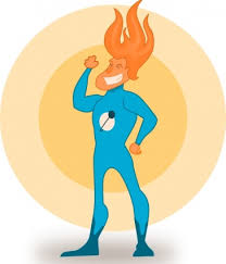 Llama De Dibujos Animados Super Kablam De Heroe De Llamas De Fuego Vector Gratis