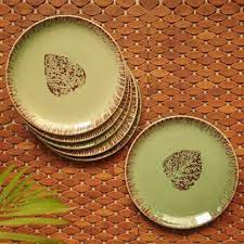 Dish for microwave service plates set blue dragon jewelry bridal set green dishwasher safe plate glass oneisall dinner plate ceram plate set green ceramic dishes plastic dinner plate dish kawaii plate daisy garden. Exclusivelane Banyan Leaves Hand Painted Studio Pottery Dinner Plates In Ceramic Set Of 6 Microwave Safe Dinner Plate Price In India Buy Exclusivelane Banyan Leaves Hand Painted Studio Pottery Dinner Plates In Ceramic Set Of