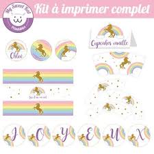 Printable Theme Licorne Topper Wrapper Pour Cupcakes Pour Anniversaire Fete Bapteme Deco Anniversaire Licorne Theme Licorne Invitations Licornes