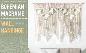 Check spelling or type a new query. Amazon Com 44 W 47 2 L Macrame Wall Hanging Boho Chic Woven Tapestry Cream Beige Bohemian Tassel Art Cotton Rope Woven Large Wall Decor Curtain For Home Apartment Dorm Room Backdrop Wood Stick Not Included
