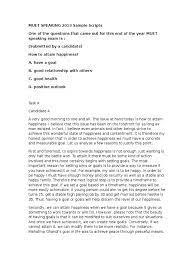 Greetings assalamualaikum and a very good morning to my examiners and friends. Muet Speaking Sample Happiness Personal Growth